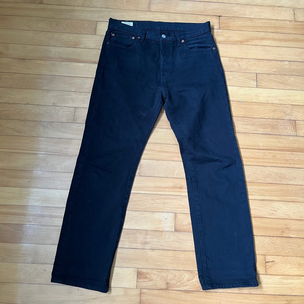 Levis Premium 501 Original Fit Black Straight Leg Jeans Mens 33x30 00501-0165